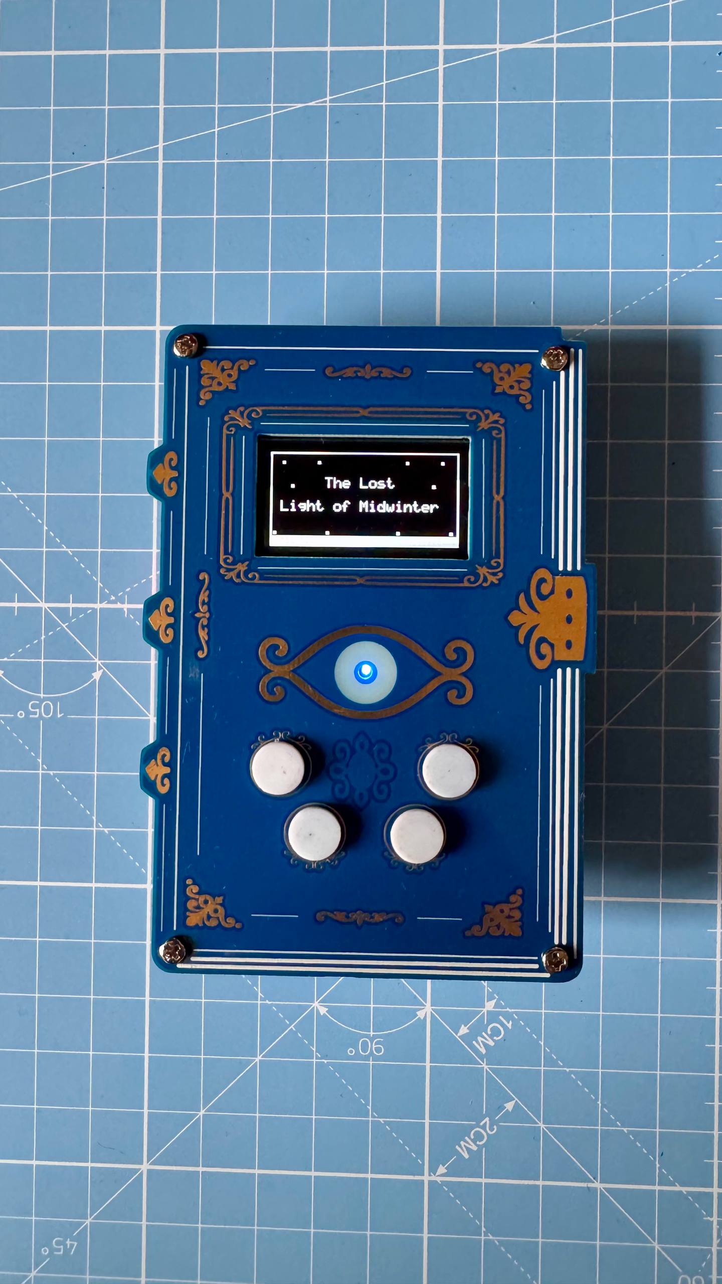 The Spell Tome showing the title screen of its custom text adventure